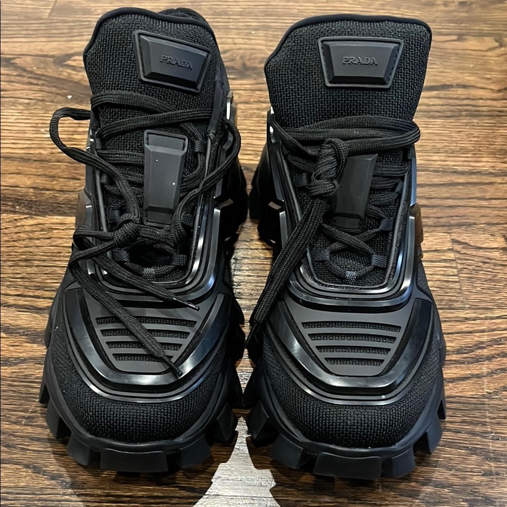 Authentic Prada Black High-Top Sneakers with Chunky Sole